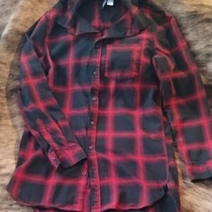 Divided Red and Black Checkered Shirt